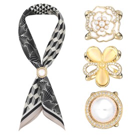 3 PCS Scarf Rings Buckle And Slides Silk Scarf Ring Clip Cute T-Shirt Clips Scarves Pin Clothing Ring Wrap Holder Waist Clip Buckle for Women Ties Fashion Metal Clothing Accessories