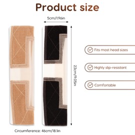 Bafiwu Lace Wig Cap Set, 2 Pack Elastic Wigcaps with Headband, Adjustable Anti-slip Wig Grip Accessories, Brown and Nude