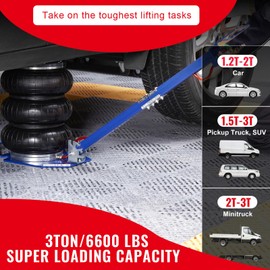 Happybuy Air Jack, 3 Ton/6600 lbs Capacity, Triple Bag Design, 17.7" Max Height, 3-5 Second Lifting, Includes Six Durable Steel Pipes, Extendable Handles for Vehicle Maintenance