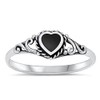 Heart Simulated Black Onyx Promise Ring New .925 Sterling Silver