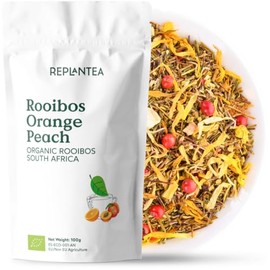TEA ROOIBOS ORANGE PEACH 100% Organic 100g (50 Cups) | Fruity Green Rooibos Ideal for Ice Tea or Cold Tea Without Bulk Teine REPLACEMENT