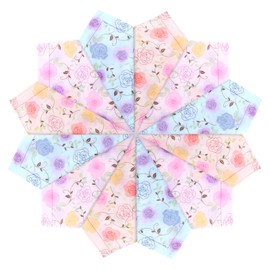 HOULIFE Women's Handkerchiefs - Flower Handkerchiefs, Women's Handkerchiefs, Pure 60S Combed Cotton for Everyday Use Wedding, 45 x 45 cm, 6/12 Pieces, multicoloured