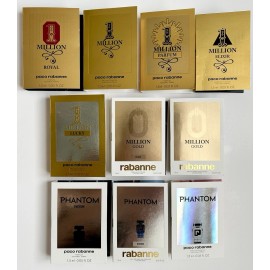 Paco Rabanne Million & Phantom Perfume Cologne 10pc Sample Vials Spray Set