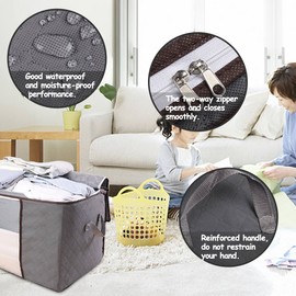 PUERHUACI Storage Bag, Clothes Storage, Pack of 4 Foldable Storage Bags, Foldable Underbed Clothes Storage, Storage with Reinforced Handle, Underbed Storage Bag