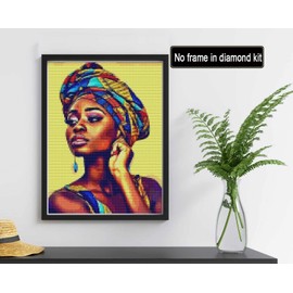 Reofrey Diamond Painting Accessories African Woman DIY Diamond Art Kits, 5D Diamond Painting Kits for Adults Cross Stitch, Full Drill Round Crystal Embroidery for Craft Home Wall Decor 30x40cm