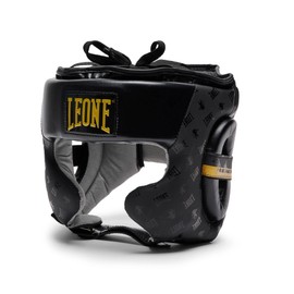 LEONE CS445 1947 Boxing Training Headgear, Unisex [DNA] Cheekbone Guard Included, Velcro Closure, Non-slip Backing, Black, M Size, Genuine