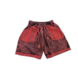 Light Weight Organic Cotton Shorts for Women | Hand Made Stone wash Elastic Waist | Relaxed fit Multi Pocket Shorts for Daily use | Medium Size.