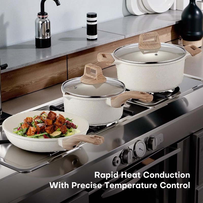 16 Pcs Pots and Pans Set for Kitchen, Nonstick Ceramic