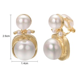 Yoursfs White Pearl Clip on Earrings for Women 18K Gold Plated Multiple Pearl Drop Earrings Hypoallergenic Non Pierced Wedding Earrings