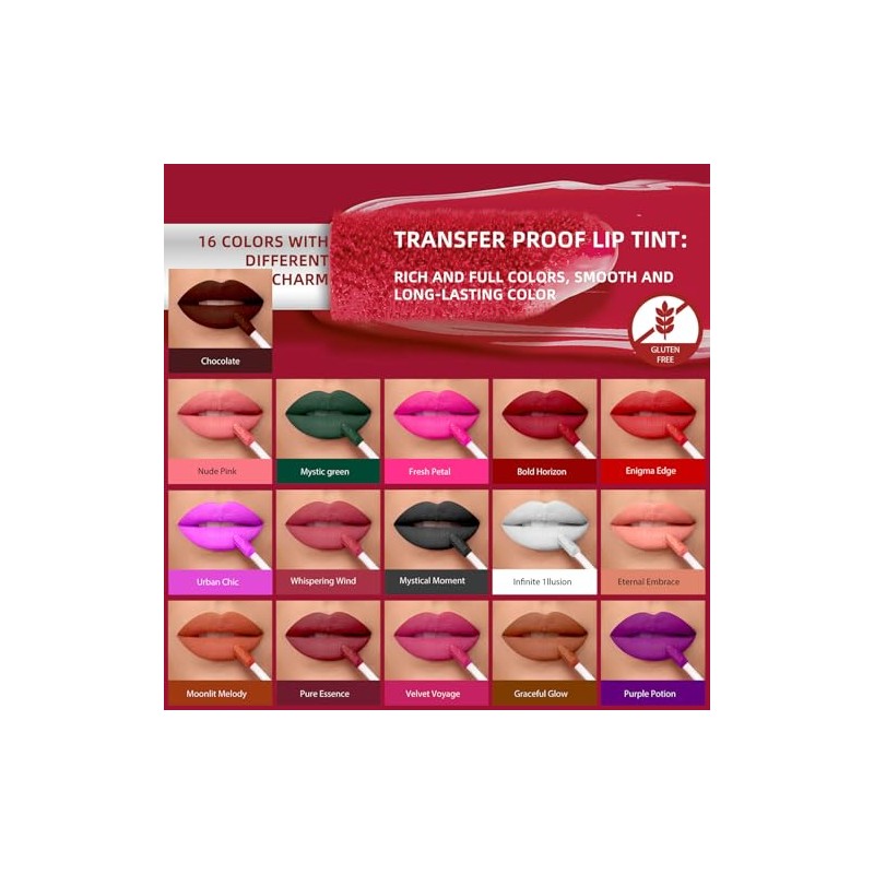 iilembane Deep Red Matte Liquid Lipstick, Long Wear Vegan -