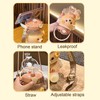Bear Water Bottle with Straw Kawaii Cute Adjustable and Removable