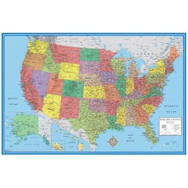 24x36 United States, USA Classic Elite Wall Map Mural Poster (Paper Folded)