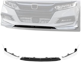 HECASA 3Pcs Front Bumper Lip Splitter Compatible with 2018-2020 Honda Accord 4Dr Model Sedan Under Chin Spoiler Bumper Valance Diffuser Air Dams Body Kit Black & White Plastic