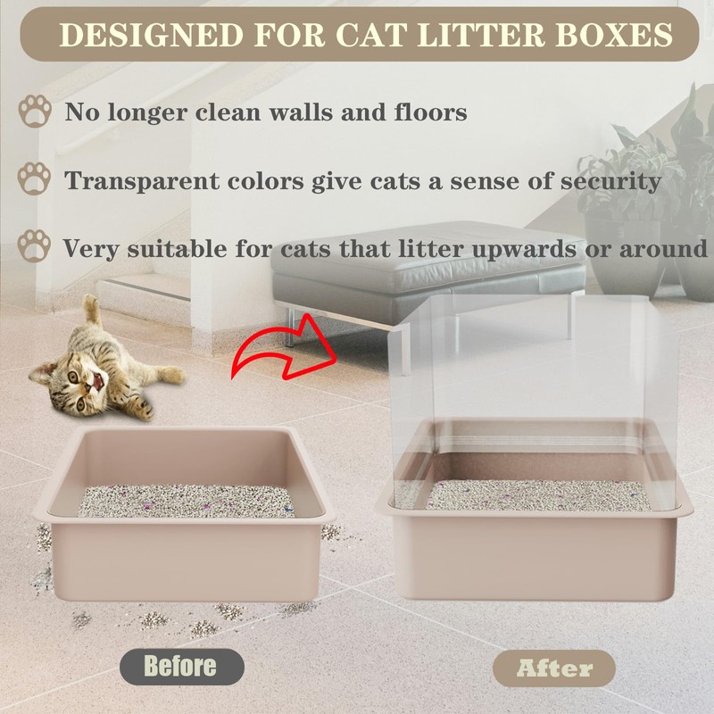 QNBCAA 3Pcs Cat Litter Box Pee Shields - Open Top