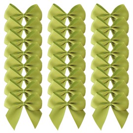 Micomon 50pcs 1.6-Inch Light Green Mini Satin Ribbon Bows for Crafts Polyester Apple Green Double Face Satin Ribbon Bows Mini Ribbon Bows Appliques for Sewing, Scrap-Booking(Light Green)