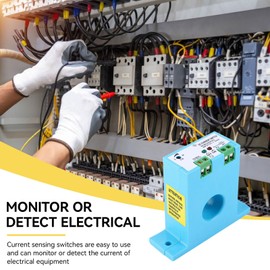 Current Sensing Switch, Flameproof Adjustable AC Current Sensing Switch Normally Open Current Sensor Monitoring Relay 1~200A DC 10~30V Control Switch for (Normally Open)