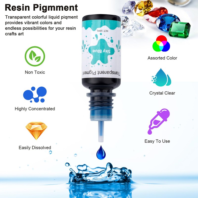 Epoxy Resin Pigment, 16 Colors Concentrated Liquid EpoxyResin Dye,10ml Each