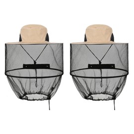 POPAPIE Pack of 2 Beekeeper Hat with Veil, Foldable Mosquito Hat, Mosquito Net Hat, Easy to Carry, Mosquito Head Net Hat for Outdoor Lovers, Climbing, Fishing, Beekeeping (Beige)