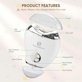 Electric Nail Clipper with Nail File, Rechargeable Automatic Fingernail Clipper with Nail Debris Storage & 3 Speed Settings, Electric Nail Trimmer wit