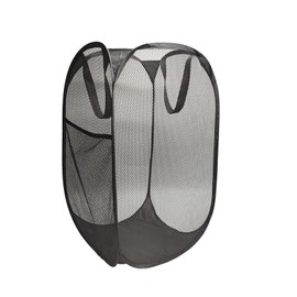 Upgraded pop-up laundry basket, with a foldable design. The handle is sturdier and made of more flexible steel support. It has storage pockets, a wide opening(1, Black)