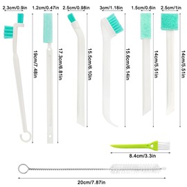 DanziX Cleaning Brush Set, Small Household Cleaning Brushes, Crevice Tool Set - 4 Cleaning Brushes and 2 Straw Brushes with 8 Crevice Nozzles