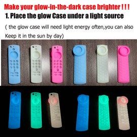 [2 Pack] TV Stick 3rd Gen Remote Cover with tag Holder,Glow in Dark,TV Stick 4k Max Remote Case Compatible for Tile Sticker,Glow Blue and Glow Green
