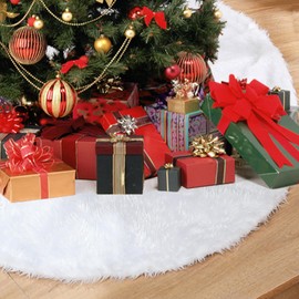 IHCEMIH Christmas Tree Blanket Skirt White Large Plush Rug Round Christmas Tree Stand Cover Christmas Decoration Faux Fur Christmas Tree Blanket Christmas Tree Mat Cuddly 120 cm