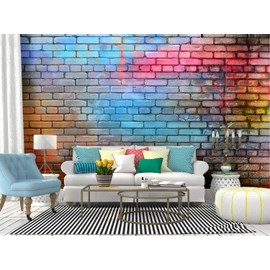 SKIWAMural 144" Wx100 H Self Adhesive Wallpaper Roll Paper Graffiti Wall Colorfuls and Pictures Peel and Stick Wallpaper Decorative Wall Mural Posters Home Covering Interior Film
