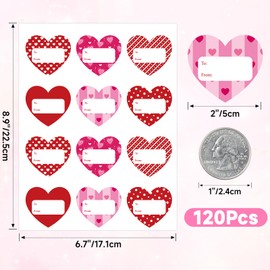 Anwyll Happy Valentine's Day Heart Name Gift Tags Stickers,120Pcs 2Inch to from Gift Tags Stickers,Self-Adhesive Colorful Gift Tags Labels Stickers for Envelope Present Galentines Mothers Day Birthday