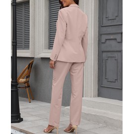 Women's Suit 2 Piece One Button Peak Lapel Dressy Blazer Pants Suit Business Casual Outfits for Women Champagne S
