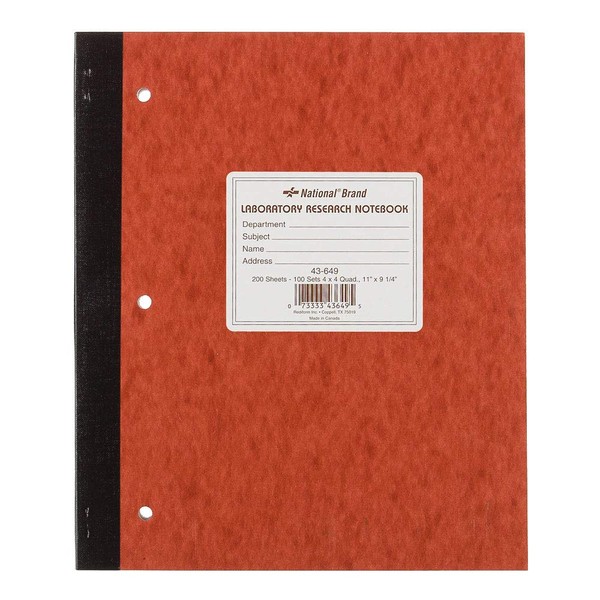 HVAC Premium National Laboratory Notebook, 4 x 4 Quad Ruled, Brown, Cover, 11" x 9.25", 100 Numbered Sets (43649)