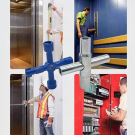 2 Pcs 4 Way Sillcock Key, Stainless Steel TriangleSquare Wrench Tool Multi-functional Water Utilities Key Elevator Faucet Wrench Key for Spigots Faucet Valve and Cabinet Cupboard