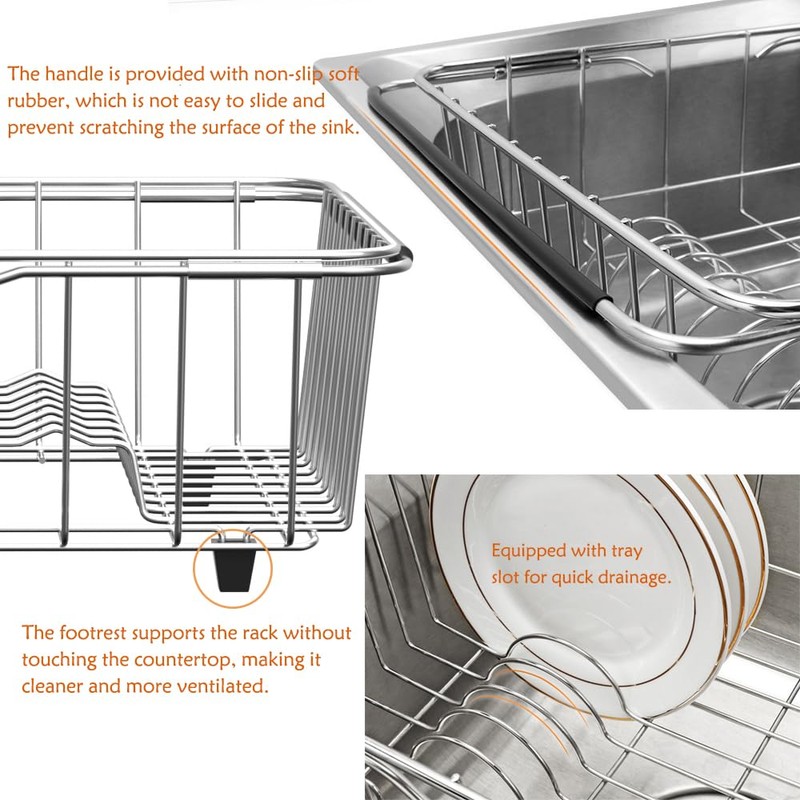 NiuYichee Stainless Steel Dish Drying Rack(15.2"L X 11"W X 5.3"H),