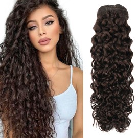 ABH AMAZINGBEAUTY HAIR Natural Wavy Clip in Extensions Real Human Hair Double Weft Natural Wavy Curly Clip in Hair Extensions for Black Women Full Head Darkest Brown #2 120G 20 Inch