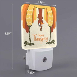 Chrobak LED Night Light Plug into Wall with Dusk to Dawn Light Sensor White Energy Efficient Thanksgiving Funny Turkey Happy Nightlight for Bedroom Bathroom Hallway Living Room Kitchen