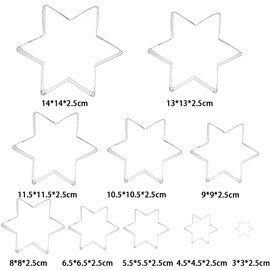 Star cookie cutters, Christmas cookie cutter, stainless steel, 10 different sizes, silver