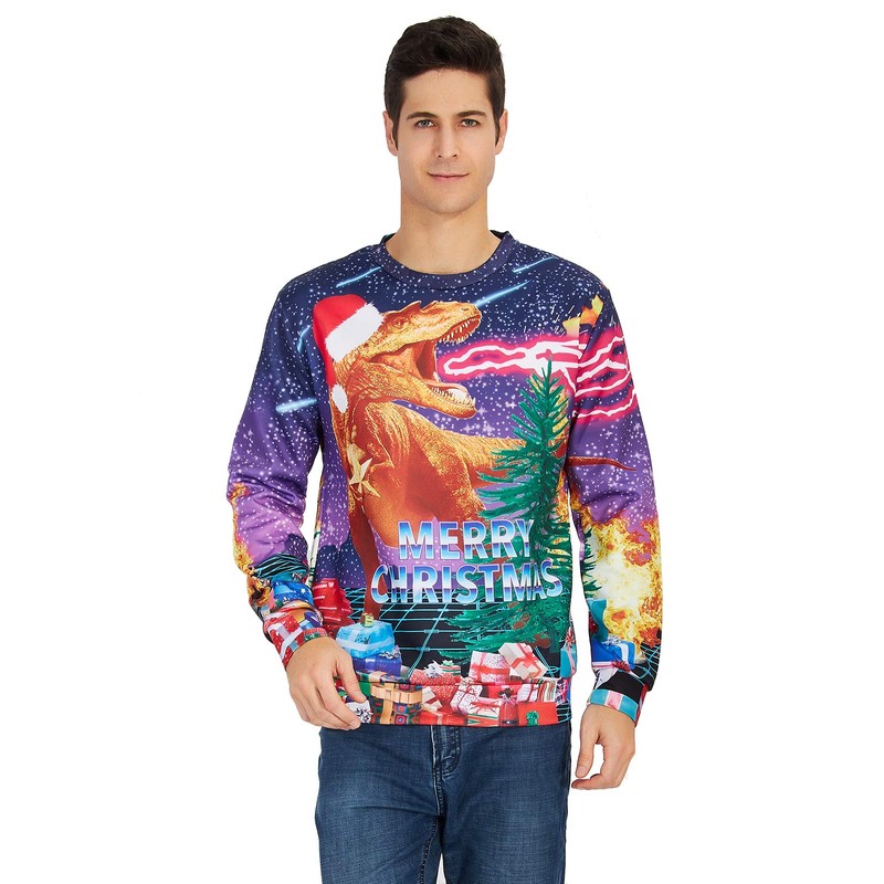 ALISISTER Ugly Christmas Jumper 3D Printed Christmas Jumper Long Sleeve