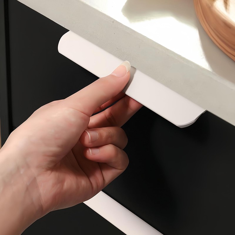 10Pcs Concealed Cupboard Handles, Drawer Pull, White Concealed Handles, Mount