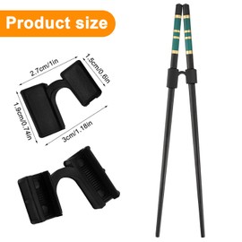 Chopstick Training Assistant, 8PCS Black Reusable Chopsticks Helpers Trainers Non-Slip Hinges Chopsticks Connector for Children Adults Beginners