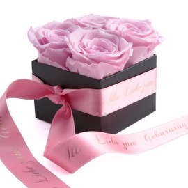 Flowerbox Happy Birthday – Rose box with infinity roses, durable 3 years – Birthday gift for women