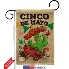 Ornament Collection Cinco de Mayo El Burlap Garden Flag Summer Party Cactus Pinata Sombrero Mexican Fiesta Outdoor Small Decorative Gift Yard House Banner Double-Sided Made in USA 13 X 18.5