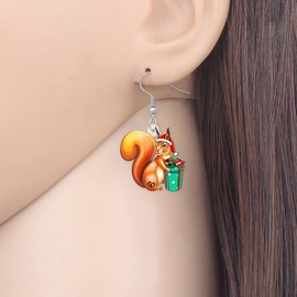 LONYOO Acrylic Christmas Squirrel Earrings Dangle Jewelry Funny Squirrel Gifts for Squirrel Lovers Women (Honey)