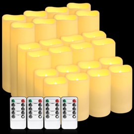 Enpornk Set of 24 Flameless Led Battery Opeated (D2.2'' x H4''5''6'') Waterproof Outdoor Indoor Candles with 10-Key Remotes and Cycling 24 Hours Timer