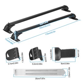 Universal Roof Rack Crossbars, 43" Aluminum Crossbars with Anti-Theft Lock Adjustable Window Frame for Car Without Side Rails for Bike Kayak Cargo Luggage, 165LBS Capacity Black
