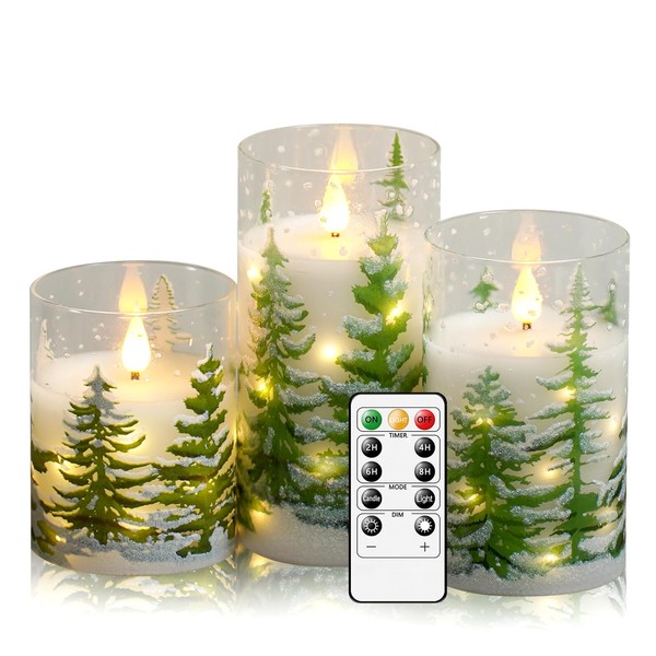 kakoya Flickering Flameless Candles with Remote,3 Pcs Real Wax LED