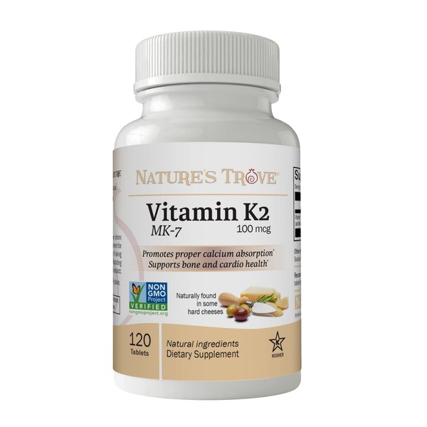 Nature's Trove Vitamin K2 MK7 Supplement, 100mcg, 120 Count, Vegan