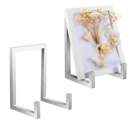 Sweetude 2 Pcs Large Plate Stands for Display Metal Frame Plate Holder Display Stand Decorative Table Top Easels for Picture, Book, Platter, Photo Easel(Silver,8 Inch)