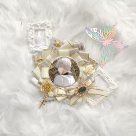 YUYAKESHI Handmade Ribbon Wedding Style Pain Bag Decoration Cute Rosette Cross Rhinestone Decoration Rose Decoration Can Badge