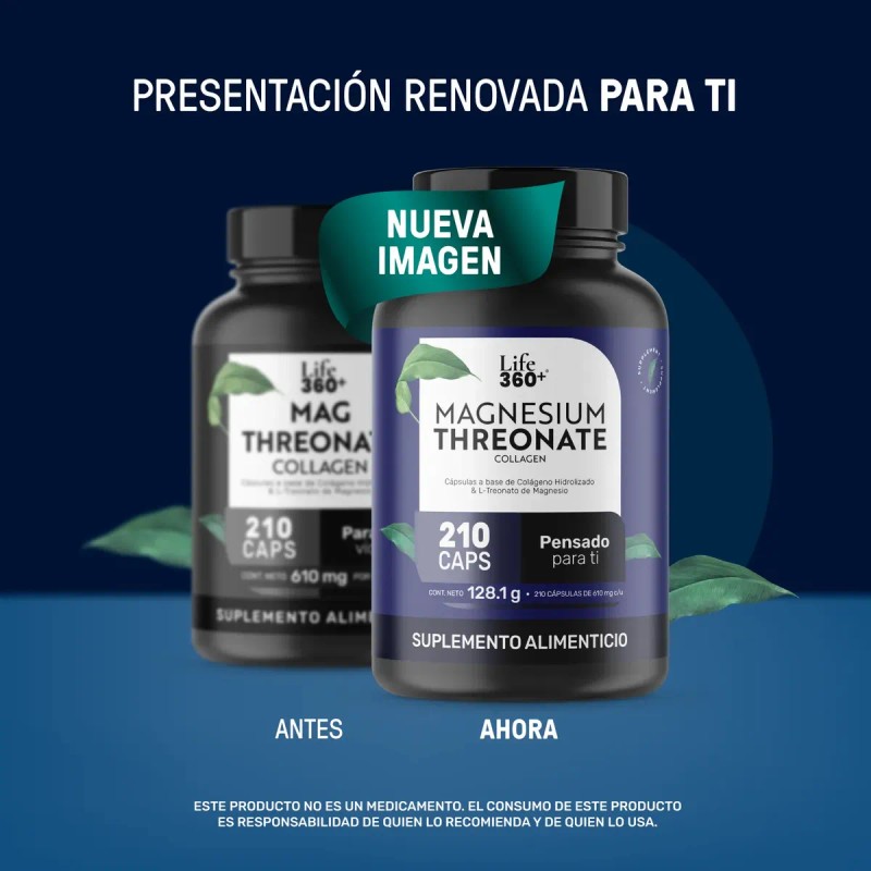Treonato Magnesio Life 360 Mag Threonate 210 Cápsulas Sabor