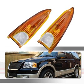 Tonsya Compatible With 2003 2004 2005 2006 Ford Expedition Lincoln Navigator Replacement Side View Mirror Light Housings Amber Lens OEM 2L7Z-13B374-AA & 2L7Z-13B375-AA